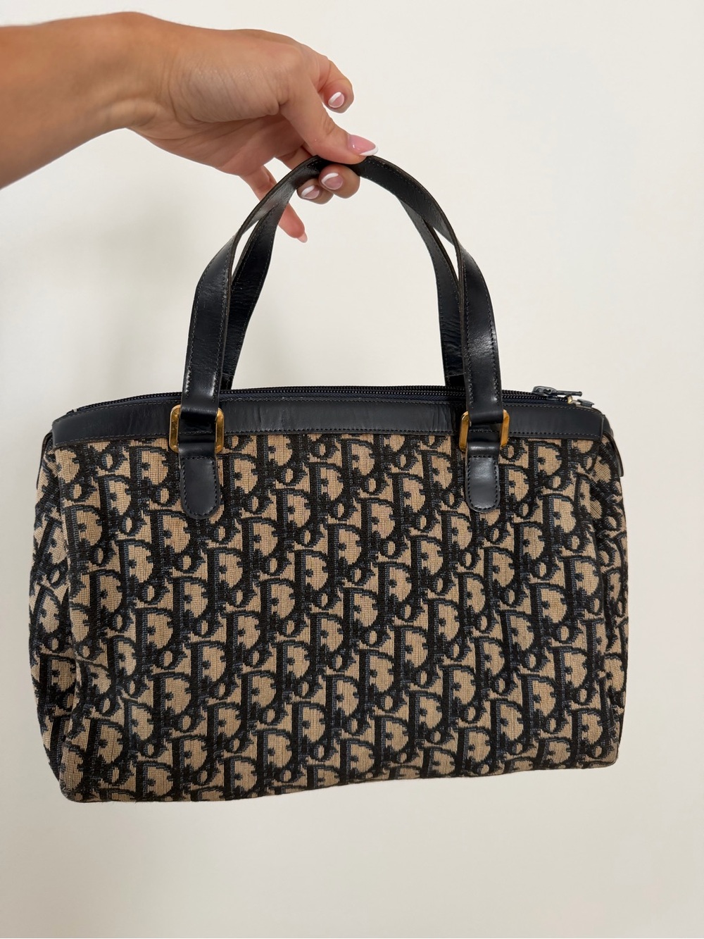 Authentic Vintage Dior Trotter Canvas Boston Bag 30.